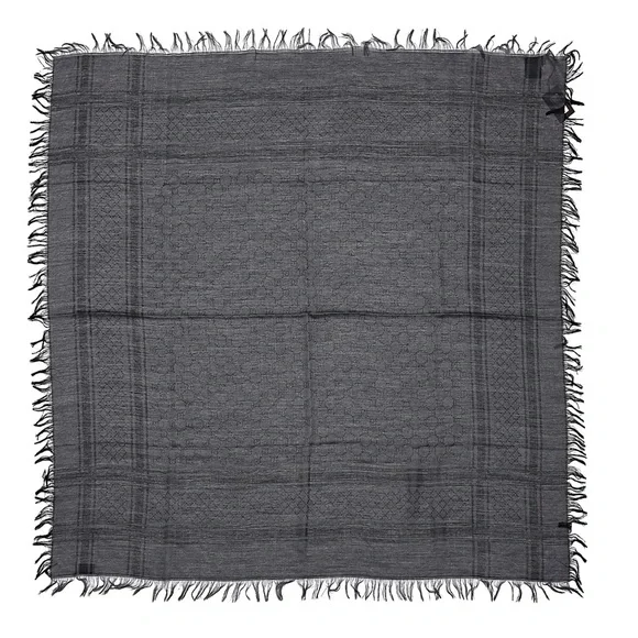 $1,100 New Authentic GUCCI Wool Silk GG Monogram Diamante Plaid Shawl Black